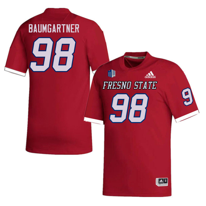 Men #98 Kavika Baumgartner Fresno State Bulldogs College Football Jerseys Stitched Sale-Red